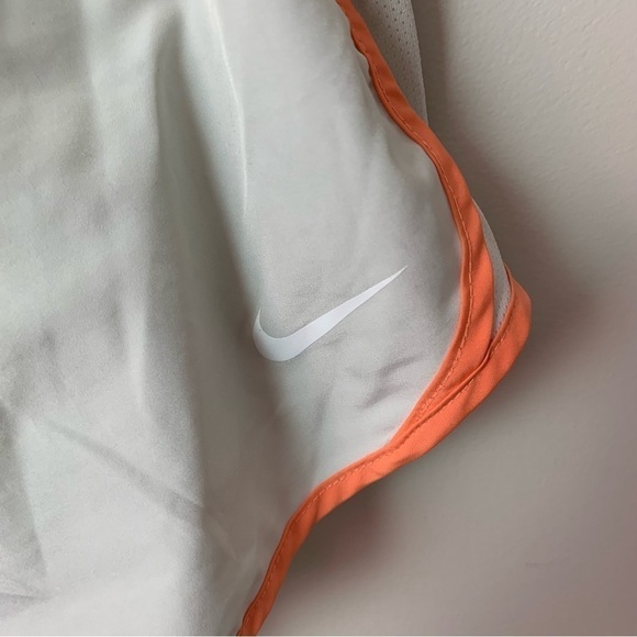 [Nike] Women's Light Gray & Orange Elastic Waist Drawstring Athletic Shorts - Picture 3 of 8